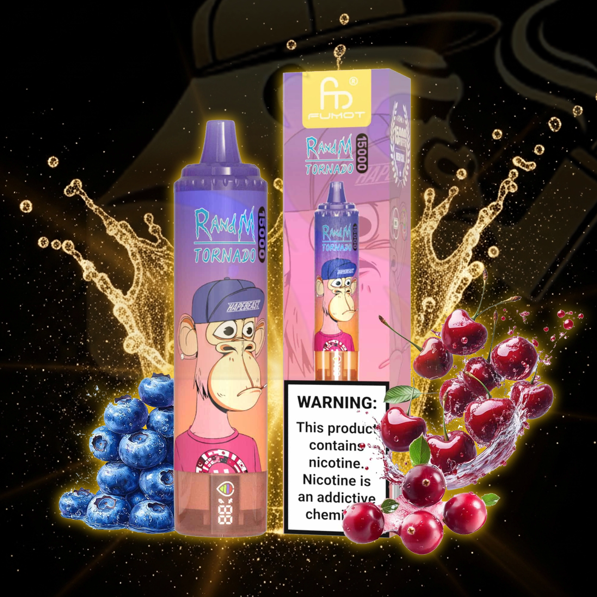 Fumot Tornado 15000 Blueberry Cherry Cranberry Disposable Vape 15000 Puffs